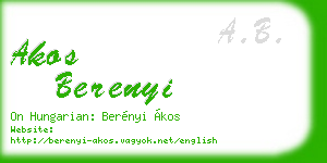 akos berenyi business card